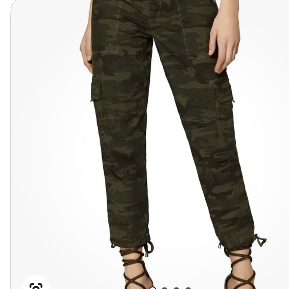Sanctuary Standard Surplus Camo Cargo Pants Womens 25 Green Cropped Drawstring